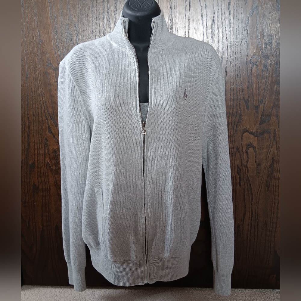 Ralph Lauren Light Gray Zip-Up Sweater
